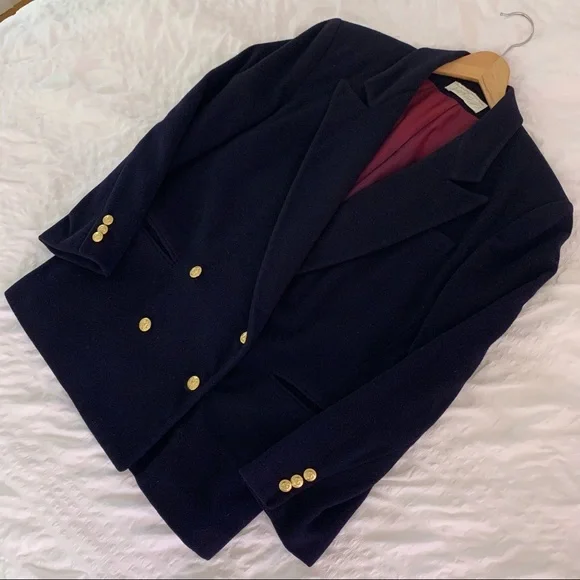 100% Cashmere Navy Blazer Jacket Vintage Stunning! - Picture 16 of 17